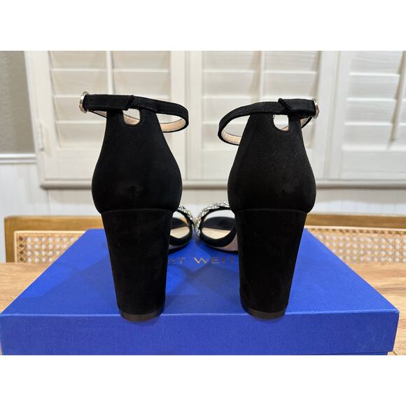 Stuart Weitzman Nearlynude Highshine Sandal Black Suede Sz 7 NIB Elegant Dressy - Picture 7 of 12